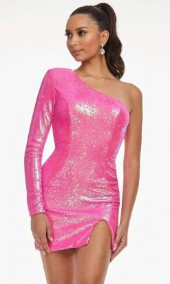 Ashley Lauren - 4455 Sequined Asymmetric Sheath Dress