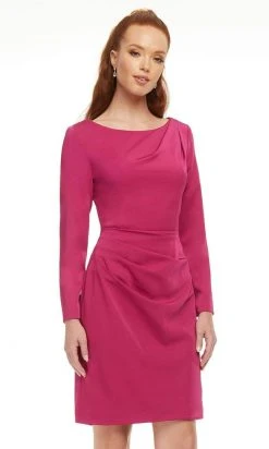 Ashley Lauren - 4458 Bateau Ruched Short Dress