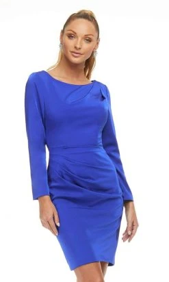 Ashley Lauren - 4458 Bateau Ruched Short Dress 11 Ashley Lauren - 4458 Bateau Ruched Short Dress