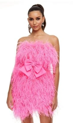 Ashley Lauren - 4467 Strapless Feather Designed Party Dress