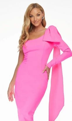 Ashley Lauren - 4480 Bow Tie Single Shoulder Midi Dress