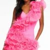 Ashley Lauren - 4482 Sweetheart Ruffled Feather Dress