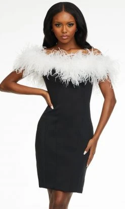 Ashley Lauren - 4490 Off Shoulder Feather Short Dress