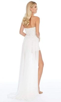 Ashley Lauren - Strapless Short Romper With Detachable Overskirt 1689 - 1 Pc Ivory In Size 6 Available Short Dresses