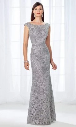Cameron Blake By Mon Cheri Cameron Blake - 118687 Bateau Neck Lace Fitted Gown