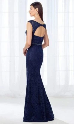 Cameron Blake By Mon Cheri Cameron Blake - 118687 Bateau Neck Lace Fitted Gown