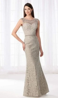 Cameron Blake By Mon Cheri Cameron Blake - 218606 Illusion Beaded Neckline Trumpet Gown