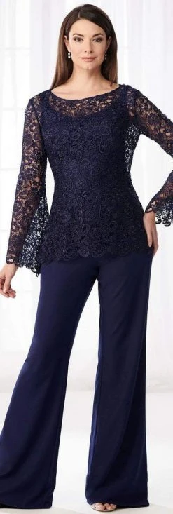 Cameron Blake By Mon Cheri Cameron Blake - 218611 Three-piece Sheer Lace Pantsuit