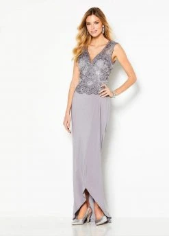 Cameron Blake By Mon Cheri Cameron Blake - 219678W Embroidered V-neck High Low Dress 11 Cameron Blake By Mon Cheri Cameron Blake - 219678W Embroidered V-neck High Low Dress