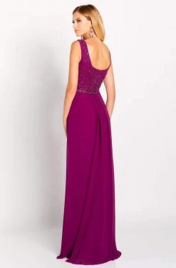 Cameron Blake By Mon Cheri - 119641 Asymmetrical Beaded Chiffon Gown