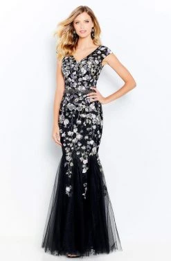 Cameron Blake By Mon Cheri - 120608 Floral Embroidered Trumpet Dress