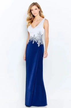 Cameron Blake By Mon Cheri - 120611 Lace Appliqued V-Neck Sheath Dress 14 Cameron Blake By Mon Cheri - 120611 Lace Appliqued V-Neck Sheath Dress