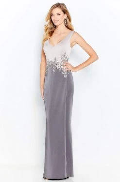 Cameron Blake By Mon Cheri - 120611 Lace Appliqued V-Neck Sheath Dress 16 Cameron Blake By Mon Cheri - 120611 Lace Appliqued V-Neck Sheath Dress