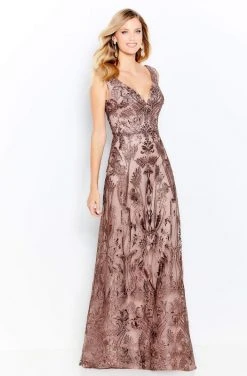 Cameron Blake By Mon Cheri - 120616 Lace Embroidered V-Neck Dress