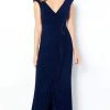 Cameron Blake By Mon Cheri - 220634 V Neck Ruffle Drape Jersey Gown 2 Cameron Blake By Mon Cheri - 220634 V Neck Ruffle Drape Jersey Gown