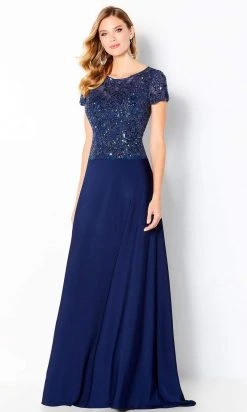 Cameron Blake By Mon Cheri - 220650 Short Sleeve Beaded A-Line Dress