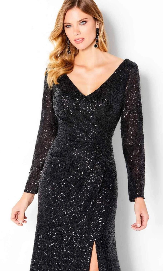 Cameron Blake By Mon Cheri - 220651 Sequin Lace Long Sleeve Dress 5 Cameron Blake By Mon Cheri - 220651 Sequin Lace Long Sleeve Dress