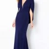 Cameron Blake By Mon Cheri - 220653 Plunging Draped Back Sequin Dress