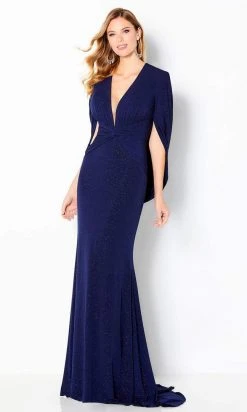 Cameron Blake By Mon Cheri - 220653 Plunging Draped Back Sequin Dress