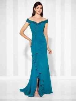 Cameron Blake By Mon Cheri - A-Line Gown 117602 - 1 Pc Teal In Size 8 Available