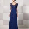 Cameron Blake By Mon Cheri - Beaded Quarter Sleeve Cascade Gown 214689