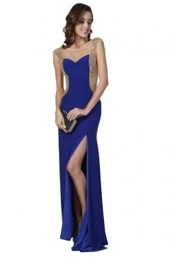 Cinderella Divine - 1547 Jeweled Cap Sleeve Illusion Gown