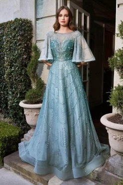 Cinderella Divine B719 - Bateau A-line Formal Gown