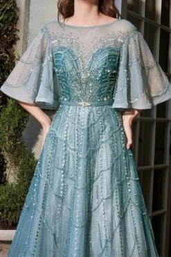 Cinderella Divine B719 - Bateau A-line Formal Gown