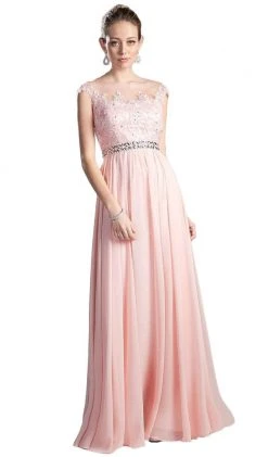 Cinderella Divine - Beaded Lace Illusion Bateau A-line Dress 14 Cinderella Divine - Beaded Lace Illusion Bateau A-line Dress