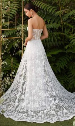 Cinderella Divine - CB046W Applique Sweetheart Gown With Overskirt