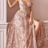 Cinderella Divine - CB069 Embellished Print Off Shoulder Gown
