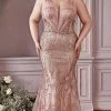 Cinderella Divine CB087C - Sheer Straps Trumpet Gown
