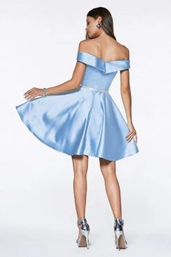 Cinderella Divine - CD0140 Off Shoulder Satin A-Line Dress