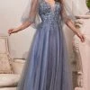 Cinderella Divine CD0182 - Lace Detailed Evening Dress 1 Cinderella Divine CD0182 - Lace Detailed Evening Dress