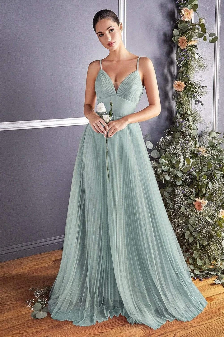 Cinderella Divine - CD184 Sleeveless Pleated Tulle A-Line Gown 6 Cinderella Divine - CD184 Sleeveless Pleated Tulle A-Line Gown