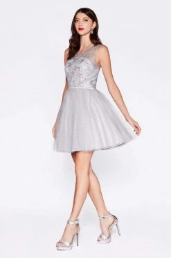 Cinderella Divine - CD20 Glitter Floral Tulle Cocktail Dress