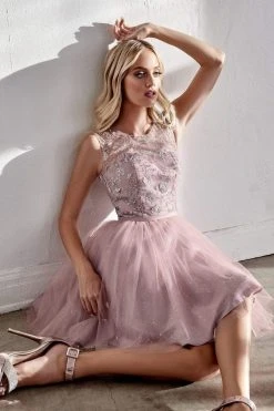 Cinderella Divine - CD20 Glitter Floral Tulle Cocktail Dress