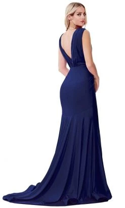 Cinderella Divine - CD912 Sleeveless V Neck Mermaid Long Evening Gown 11 Cinderella Divine - CD912 Sleeveless V Neck Mermaid Long Evening Gown