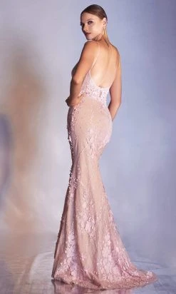 Cinderella Divine - CDS403 Floral Applique Trumpet Gown