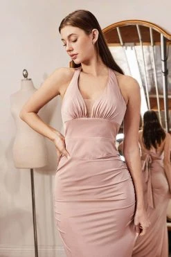 Cinderella Divine - CDS408 Plunging Satin Open Back Dress