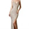 Cinderella Divine - CF199 Sequin Cowl Neckline Sheath Dress 2 Cinderella Divine - CF199 Sequin Cowl Neckline Sheath Dress