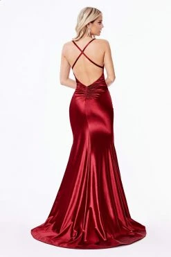 Cinderella Divine - CH236 Open Back Ruched Satin Evening Gown