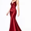 Cinderella Divine - CH236 Open Back Ruched Satin Evening Gown