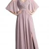 Cinderella Divine - CJ267 Cold Shoulders Flutter Sleeve Evening Dress