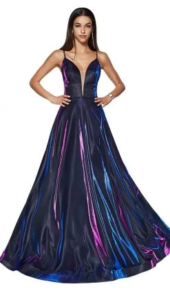 Cinderella Divine - CJ506 Metallic Iridescent Plunging Sweetheart Gown 14 Cinderella Divine - CJ506 Metallic Iridescent Plunging Sweetheart Gown