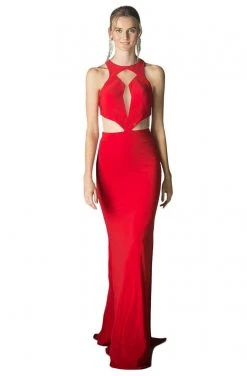 Cinderella Divine - CK66 Jewel Cut-Out Long Sheath Dress