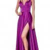 Cinderella Divine - CS034 Plunging V-neck A-line Gown With Train