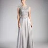 Cinderella Divine - Embellished Illusion Bateau A-line Dress