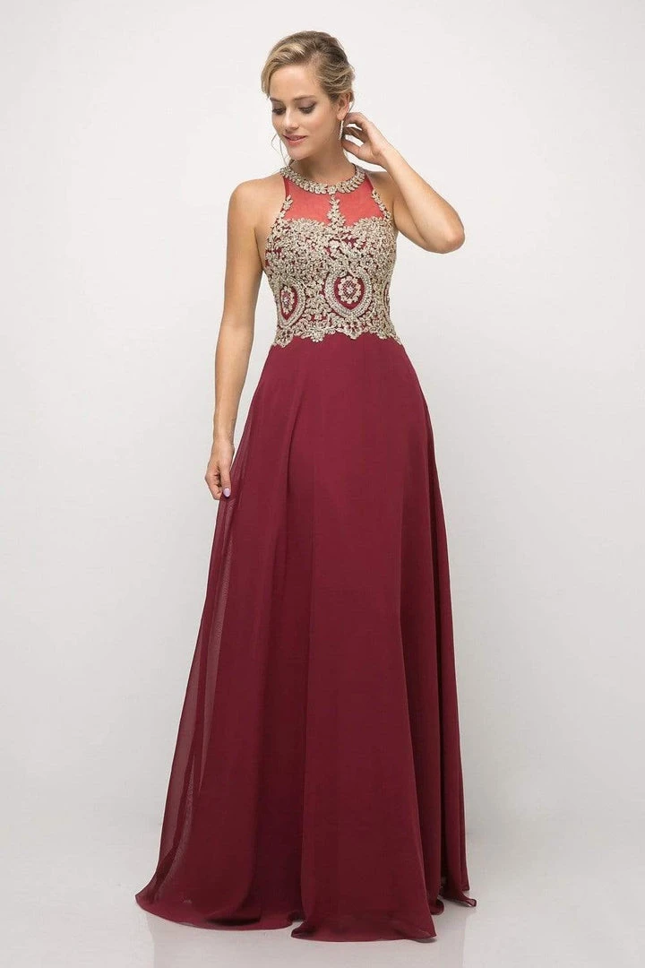 Cinderella Divine - Illusion Jewel Tonal Appliqued Long Evening Gown 5 Cinderella Divine - Illusion Jewel Tonal Appliqued Long Evening Gown