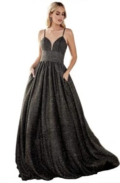 Cinderella Divine - J796 Glitter Knit Sleeveless Corset Back Ballgown